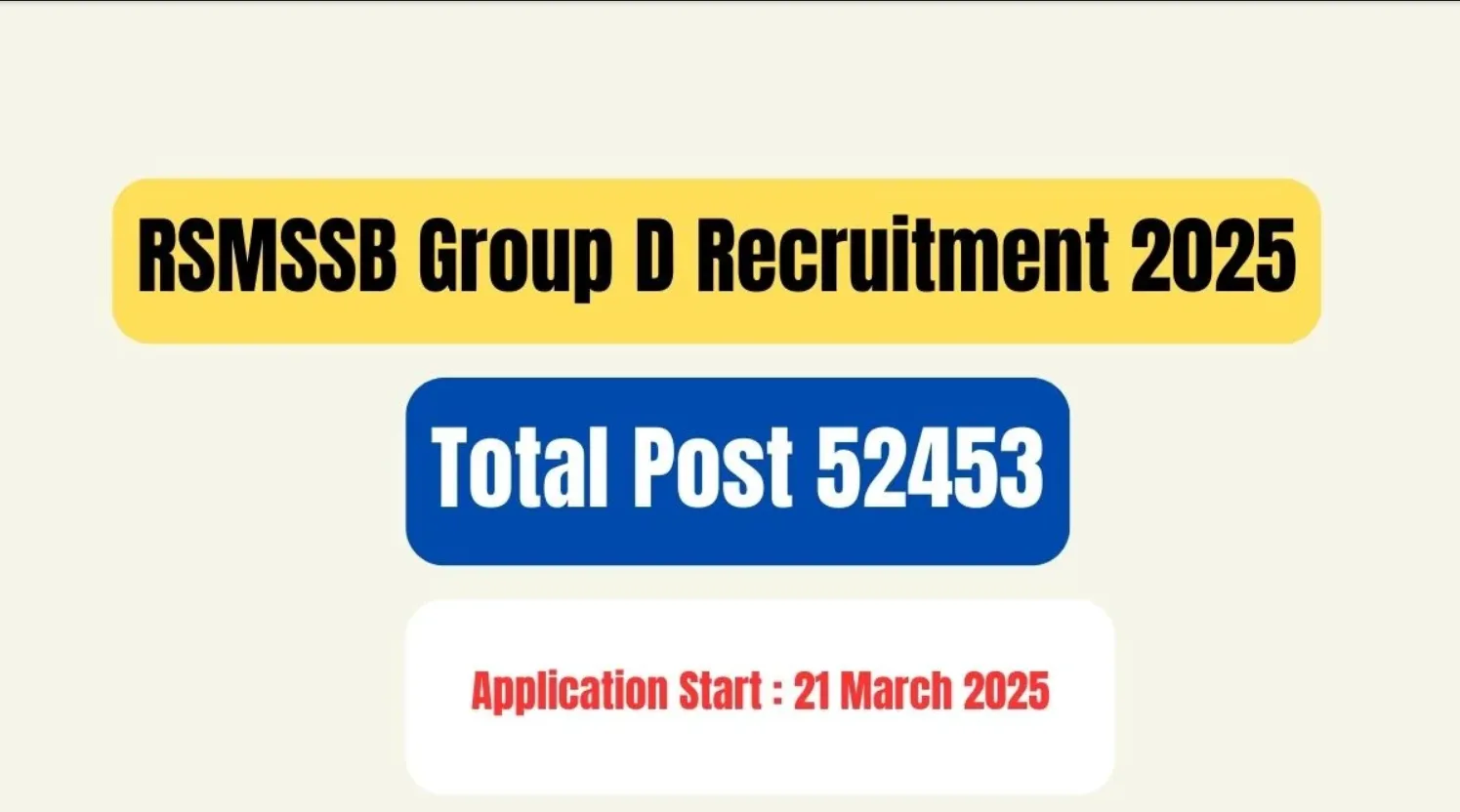 RSMSSB Group D Recruitment Online Form 2025
