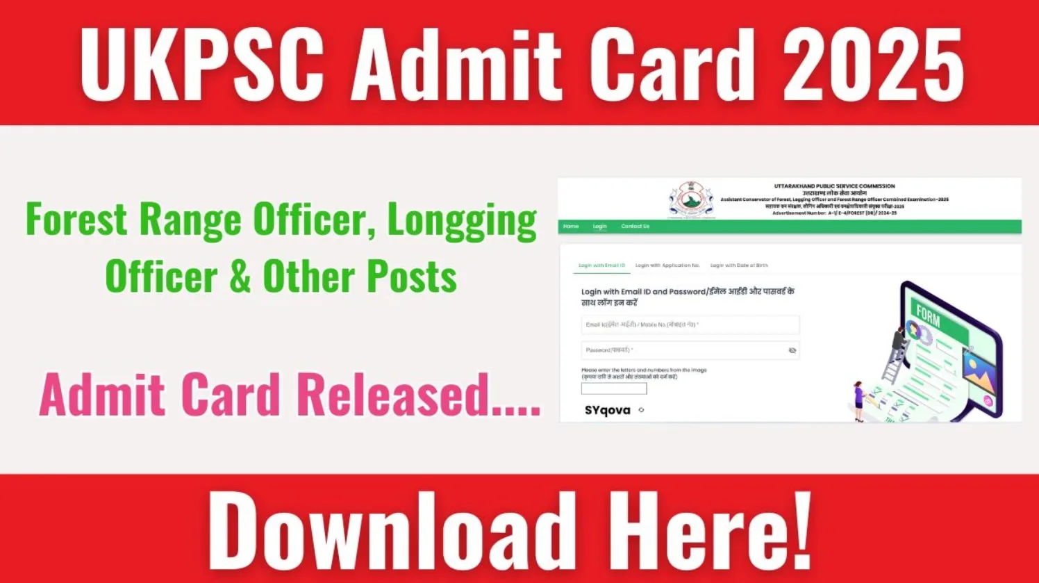 UKPSC FRO, Assistant Conservator And Other Posts Admit Card 2025 OUT