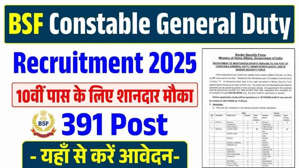 BSF Constable General Duty Recruitment Online Form 2025