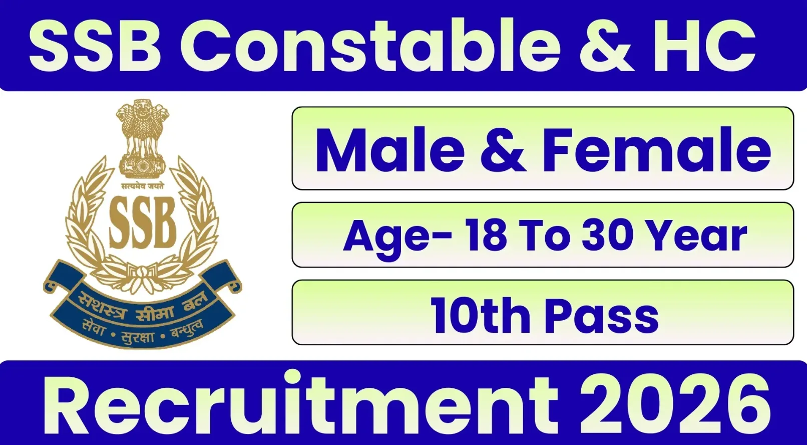 SSB Constable Tradesman Recruitment Online Apply 2026
